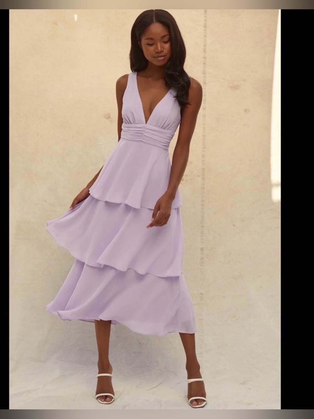 Lulus Celebration Time
Lavender Sleeveless Tiered
Midi Dress - Large - NWOT